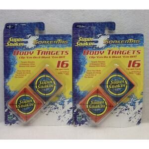 Super Soaker Water Tag Body Targets (2)16 Target Packs w/ Body Clips Lot of 2